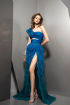 ZIAD NAKAD ONE SHOULDER FEATHERED SKIRT GOWN