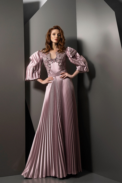 Ziad Nakad Pleated Embellished Bodice Gown