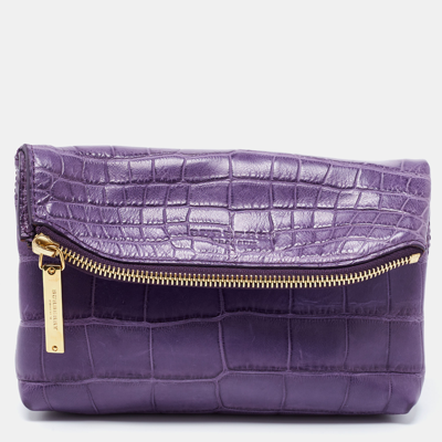 Pre-owned Burberry Prorsum Purple Crocodile Leather Kendal Clutch