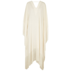 Taller Marmo Very Ross Fringed Satin-trimmed Crepe Kaftan In Ivory
