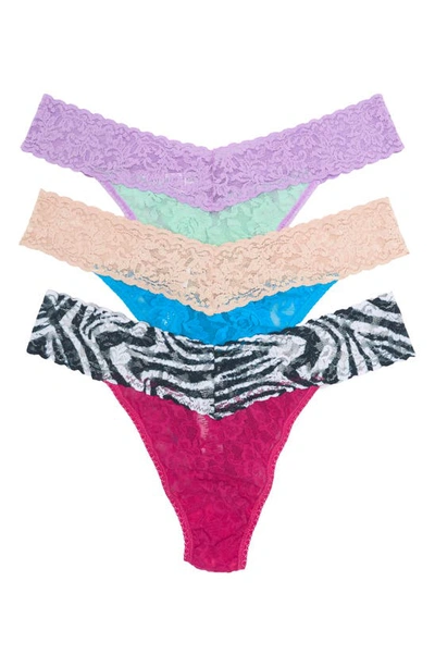 Hanky Panky Original Rise Stretch Lace Thong Panties In Fzms