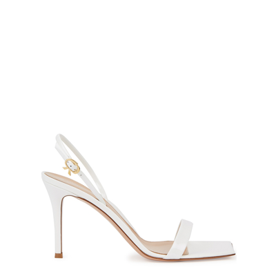Gianvito Rossi Vernice 90 White Leather Sandals