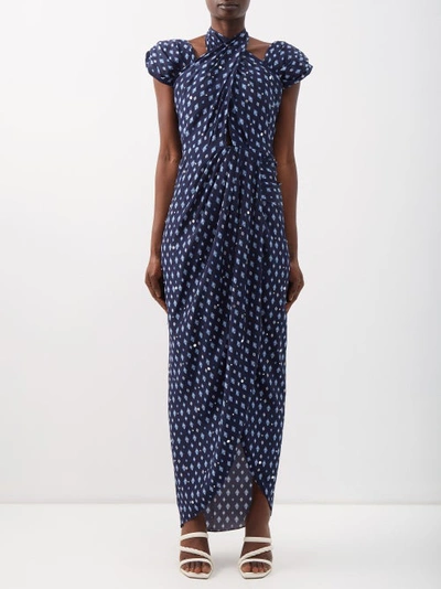 Johanna Ortiz Women's Date In Salento Embroidered Silk Maxi Dress In Blue |  ModeSens