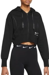 Nike Air Zip-up Crop Hoodie In Black/ Black/ White
