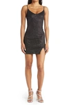 Lnl Ruched Sparkle Body-con Minidress In Black/ Multi