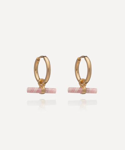 Rachel Jackson Mini T-bar 22ct Gold-plated Sterling Silver And Rose Huggies In Pink