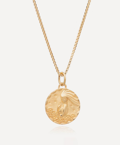Rachel Jackson Zodiac Coin Aquarius Short 22ct Gold-plated Sterling Silver Necklace