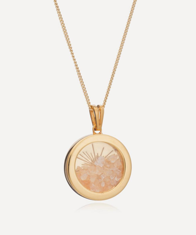 Rachel Jackson 22ct Gold-plated Small Sunburst November Birthstone Amulet Necklace In Orange