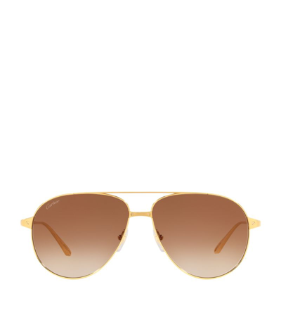 Cartier Harrods Pilot Sunglasses In Gold