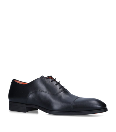Santoni Leather New Simon Oxford Shoes In Black