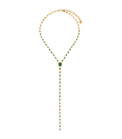 Shay Yellow Gold, Emerald And White Diamond Lariat Necklace
