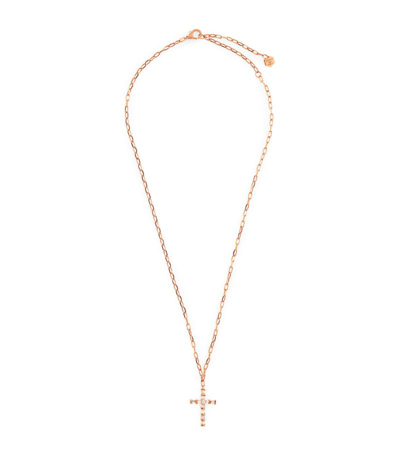 Shay Mini Rose Gold And Diamond Symbols Cross Necklace