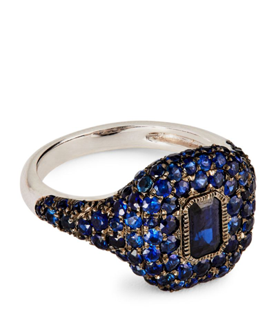 Shay White Gold And Sapphire New Modern Pinky Ring