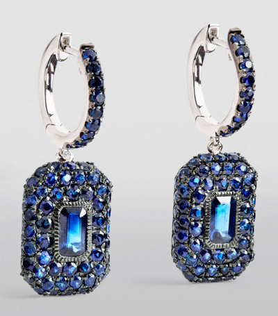 Shay White Gold And Blue Sapphire New Modern Drop Earrings