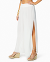 Ramy Brook Athena Semisheer Split Hem Wide Leg Cover-up Pants In White
