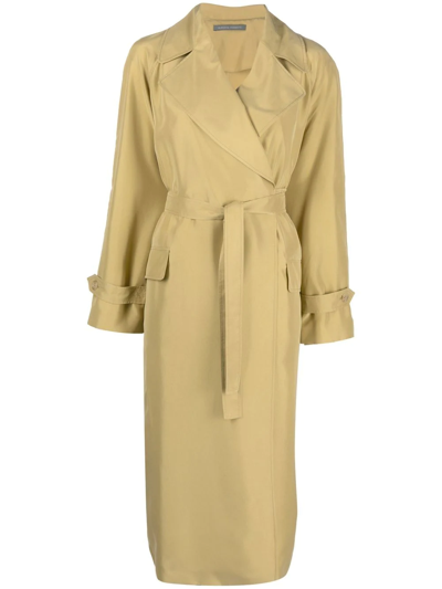 Alberta Ferretti Wrap-over Silk Trench Coat In Neutrals