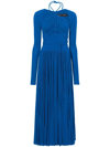 Proenza Schouler Cutout Halter Pleated Jersey Maxi Dress In Blue