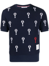 THOM BROWNE LOBSTER-EMBROIDERED WAFFLE-KNIT TOP