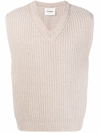 Nanushka V-neck Ribbed Sweater Vest In Neutrals