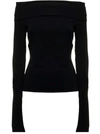 THE ANDAMANE BLACK KAIA TOP IN CREPE JERSEY WITH OFF-THE-SHOULDER NECKLINE THE ANDAMANE WOMAN