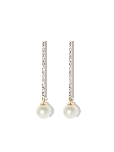 Mateo 14kt Yellow Gold Diamond Pavé Pearl Drop Earrings