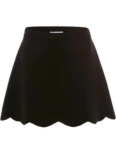 Jw Anderson Scalloped Recycled-jersey Mini Skirt In Black