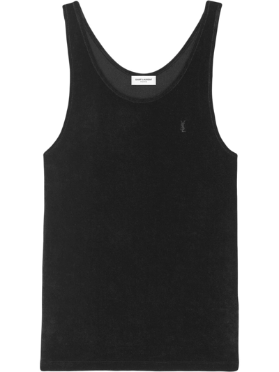 Saint Laurent Decollete Monogram Tank Top In Black