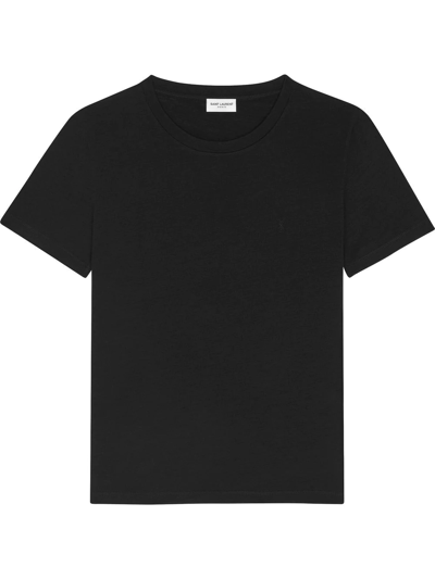 Saint Laurent Crew-neck Wool T-shirt In Black