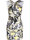 Coperni Abstract Print Cut Out Jersey Dress In Yellow