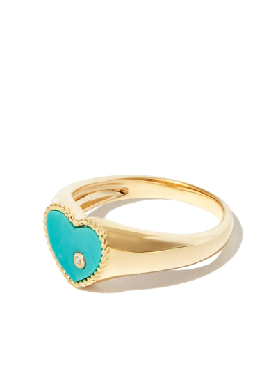 Yvonne Léon 9kt Yellow Gold Turquoise And Diamond Signet Ring