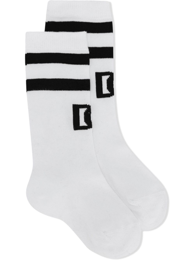 Dolce & Gabbana Kids' Intarsia-knit Ankle Socks In White