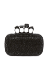 Alexander Mcqueen Skull Crystal Embellished Four-ring Box Clutch In Black