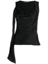 Alberta Ferretti Draped Cowl-neck Sleeveless Top In Black