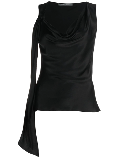 Alberta Ferretti Draped Cowl-neck Sleeveless Top In Black