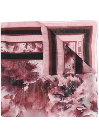 Alberta Ferretti Sumie Fleur Chiffon Scarf In Pink