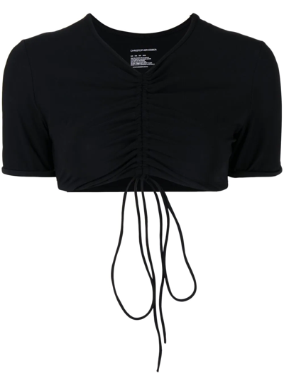 Christopher Esber Ruched Cropped Sun Tee Black