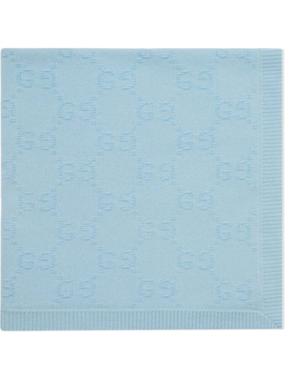 Gucci Gg-logo Square Blanket In Blue