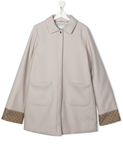 Herno Kids' Concealed-front Fastening Peacoat In Neutrals