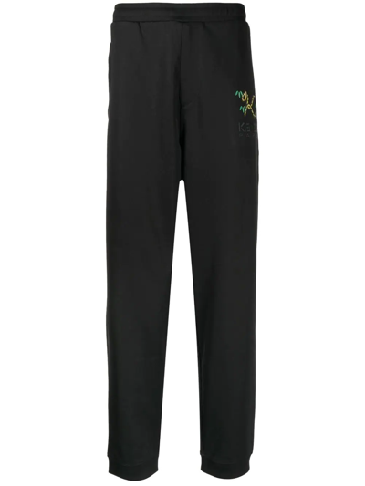 Kenzo Crest Logo-embroidered Track Trousers In Black