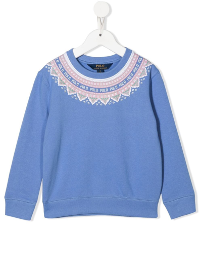 Ralph Lauren Kids' Geometric Logo-print Sweatshirt In Blau