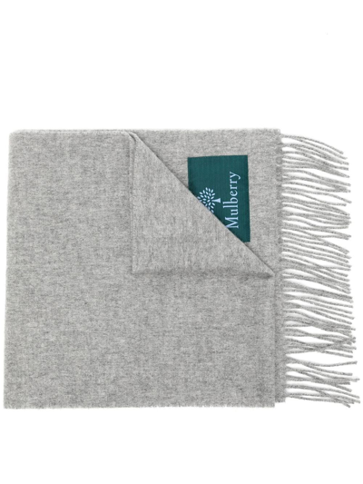 Mulberry Unisex Small Lambswool Scarf In Grey