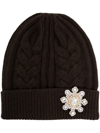 ANTONIO MARRAS CRYSTAL-EMBELLISHED CABLE-KNIT BEANIE
