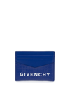 Givenchy 4g Logo-embossed Leather Cardholder In Blue
