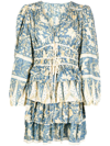 Ulla Johnson Nina Floral-print Ruffled Mini Dress In Blue