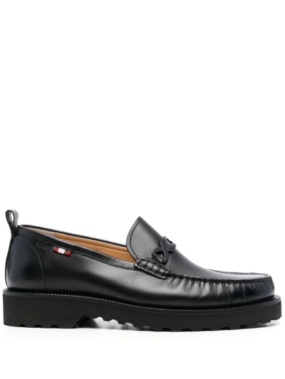 Bally Engraved-logo Leather Loafers In Black