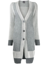 LORENA ANTONIAZZI COLOUR-BLOCK RIBBED-KNIT CARDI-COAT