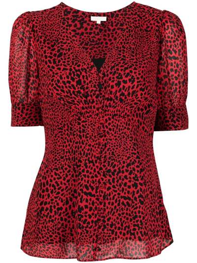 Michael Michael Kors Leopard Print Blouse In Red