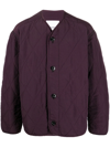 Oamc Liner Short Padded Collarless Jacket In Purple