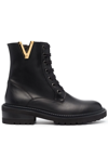 Via Roma 15 Embellished Lace-up Combat Boots In Black