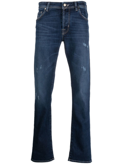 Jacob Cohen Distressed Detail Slim Fit Jeans In Blue